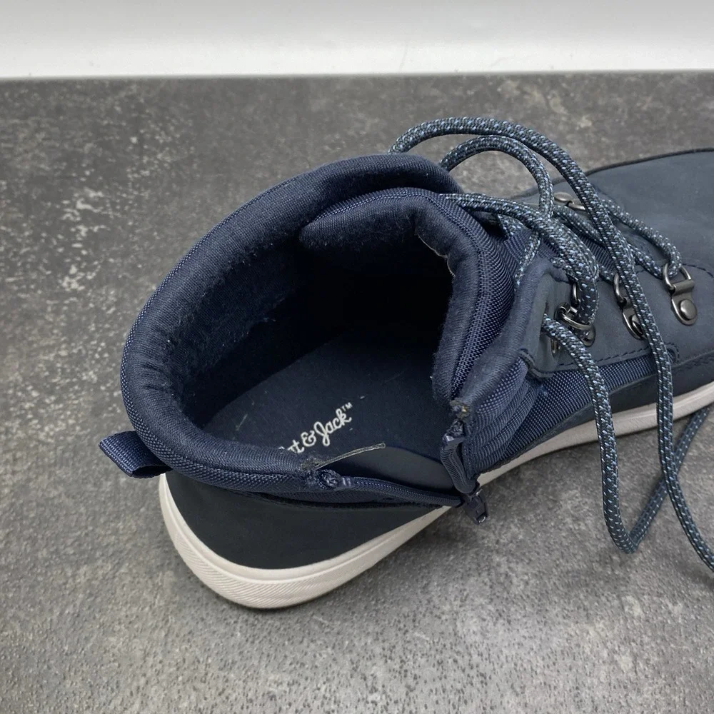 Cat & Jack Damien Boots Boys Size 6 Navy Blue Side Zip Lace Up Shoes F00011213